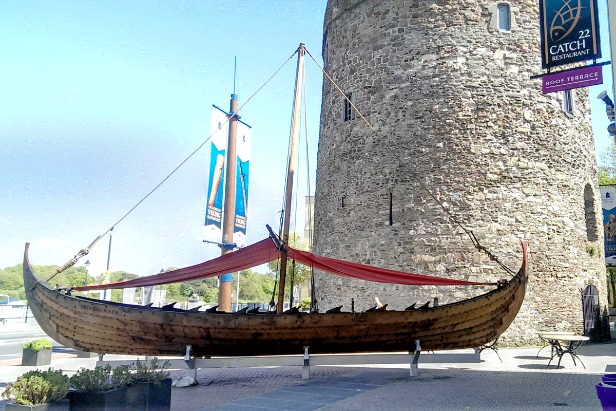A Viking Longship on display in Waterford Ireland