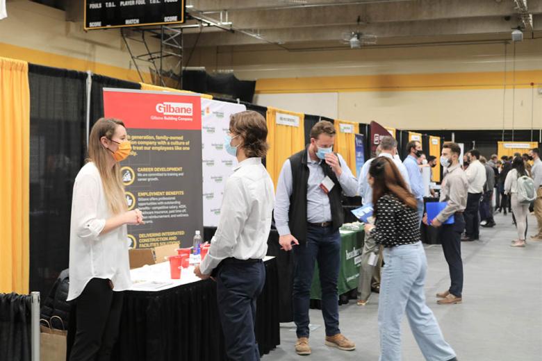Students and employers at a career fair