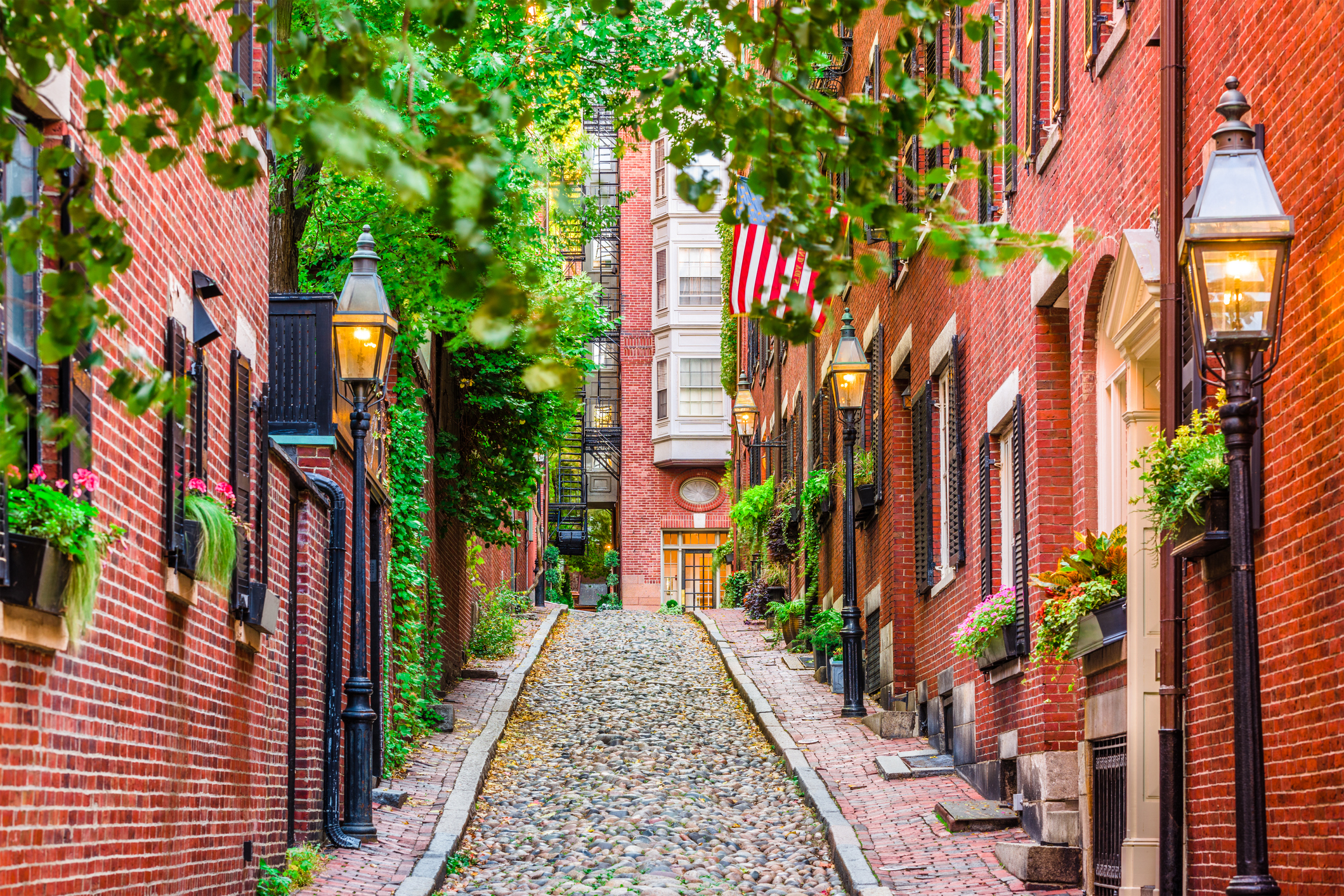 Acorn Street in Beacon Hill, Boston